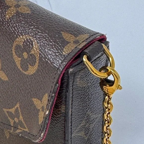 đź’ŻAuthentic LOUIS VUITTON Monogram Pochette Felicie Chain Wallet Fuscia - Picture 7 of 14